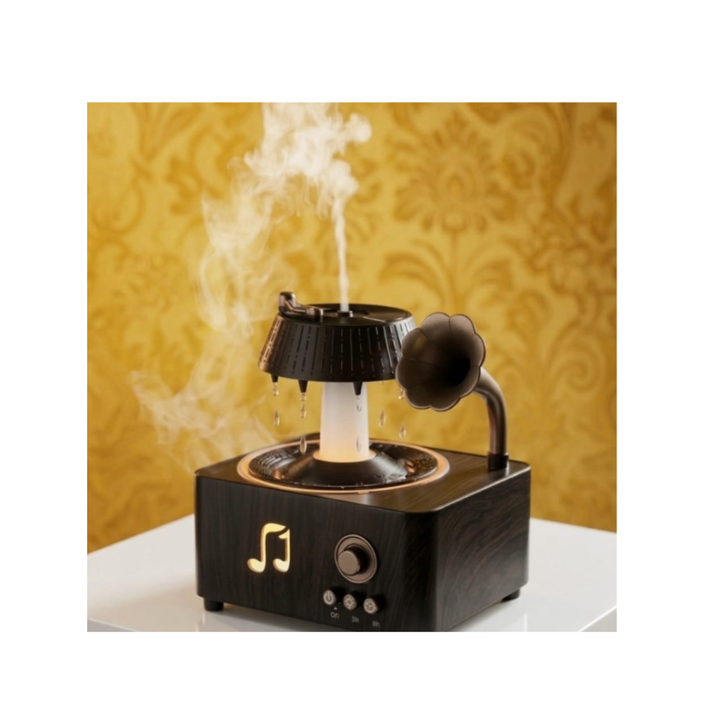 JB Impex Vintage Record Player Aroma Diffuser – USB Ultrasonic Humidifier with Ambient Light(14 Years+)