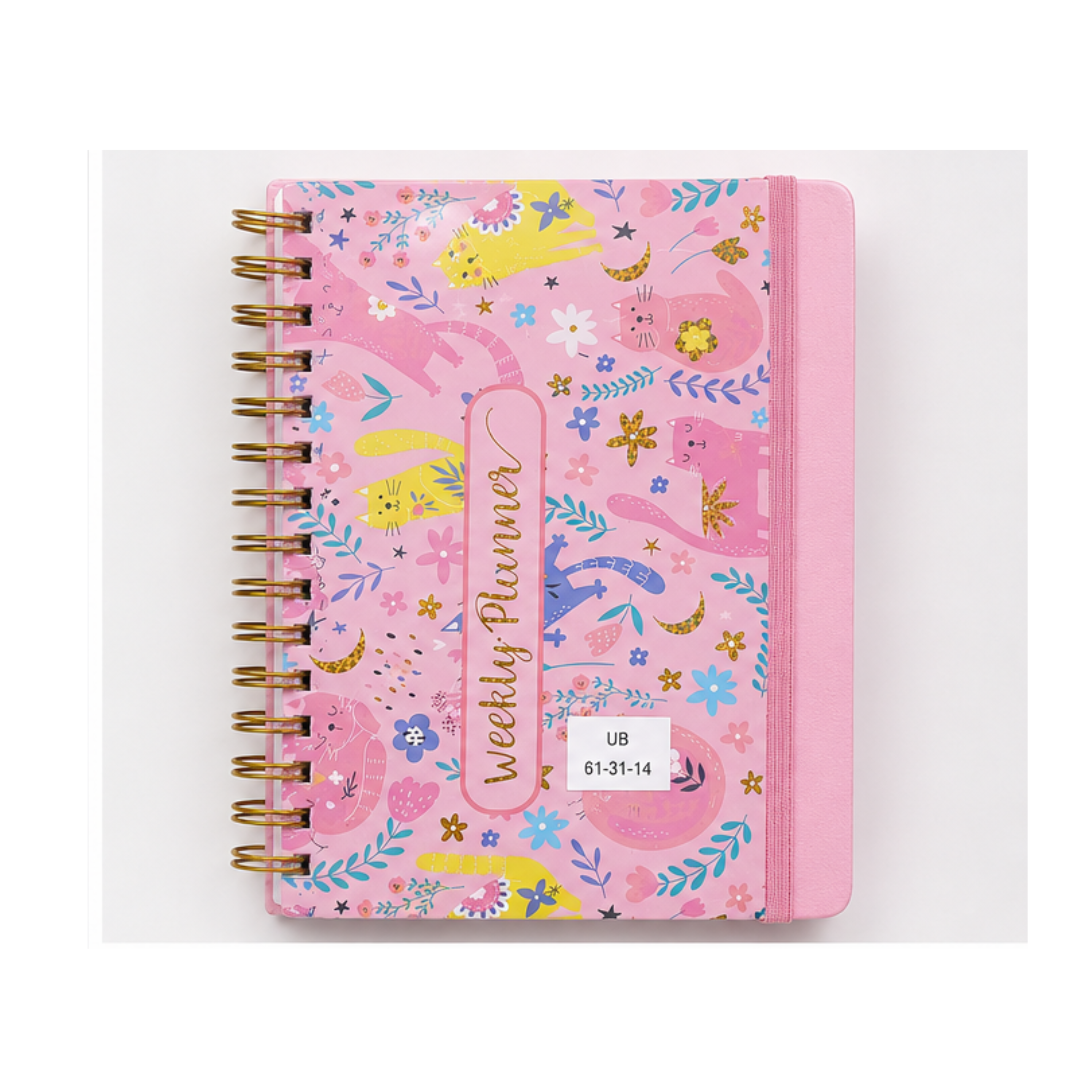 UB Collection 61-31-14 Mini Weekly Planner Diary | Spiral Notebook with Elastic Closure
