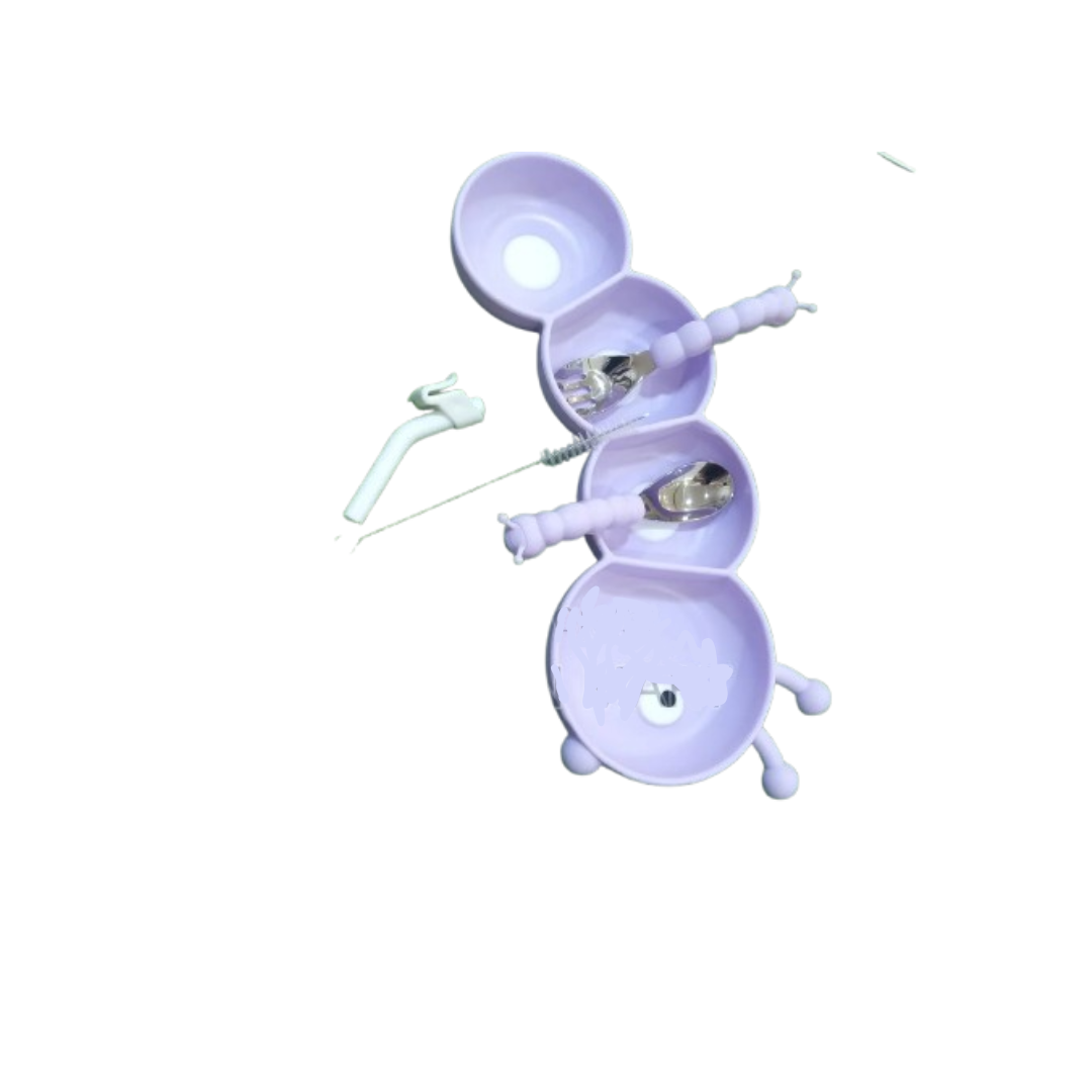 Ub Collection Caterpillar Silicone Children's Tableware Random Design as per Availability age 6+ Years