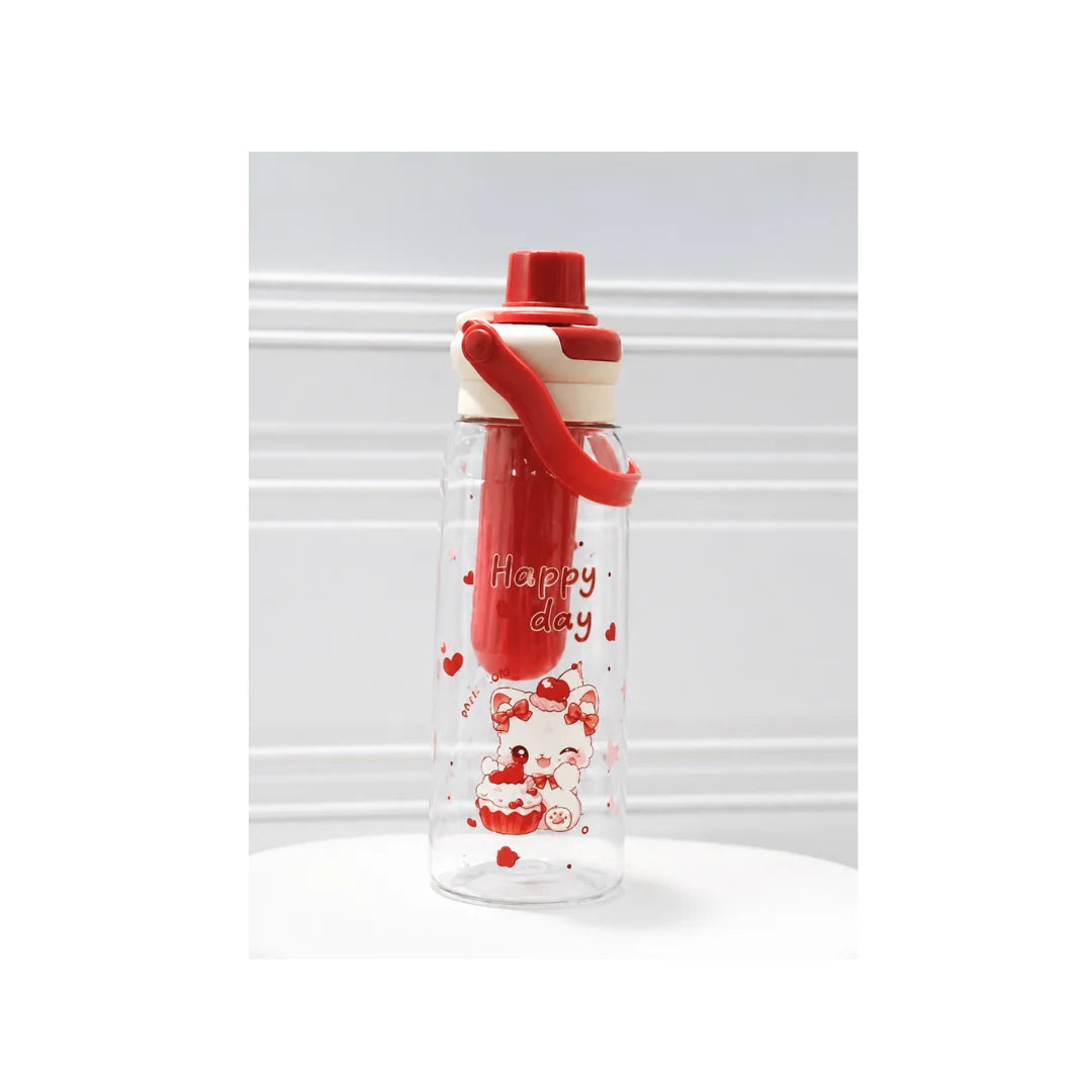 Kids Cat Water Bottle with Straw & Infuser - Cartoon Design, Leak-Proof