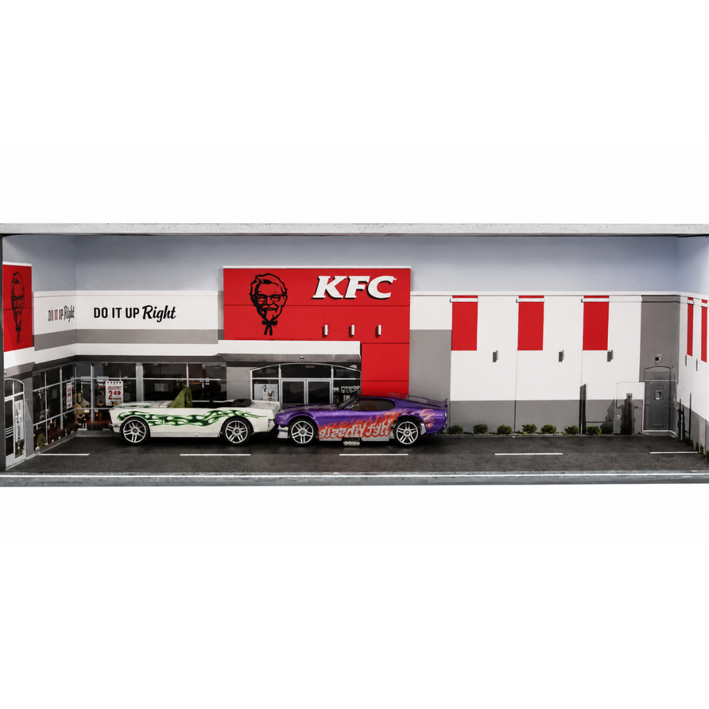 Fast Food Restaurant Storefront Diorama Display Box for Model Cars & Miniatures