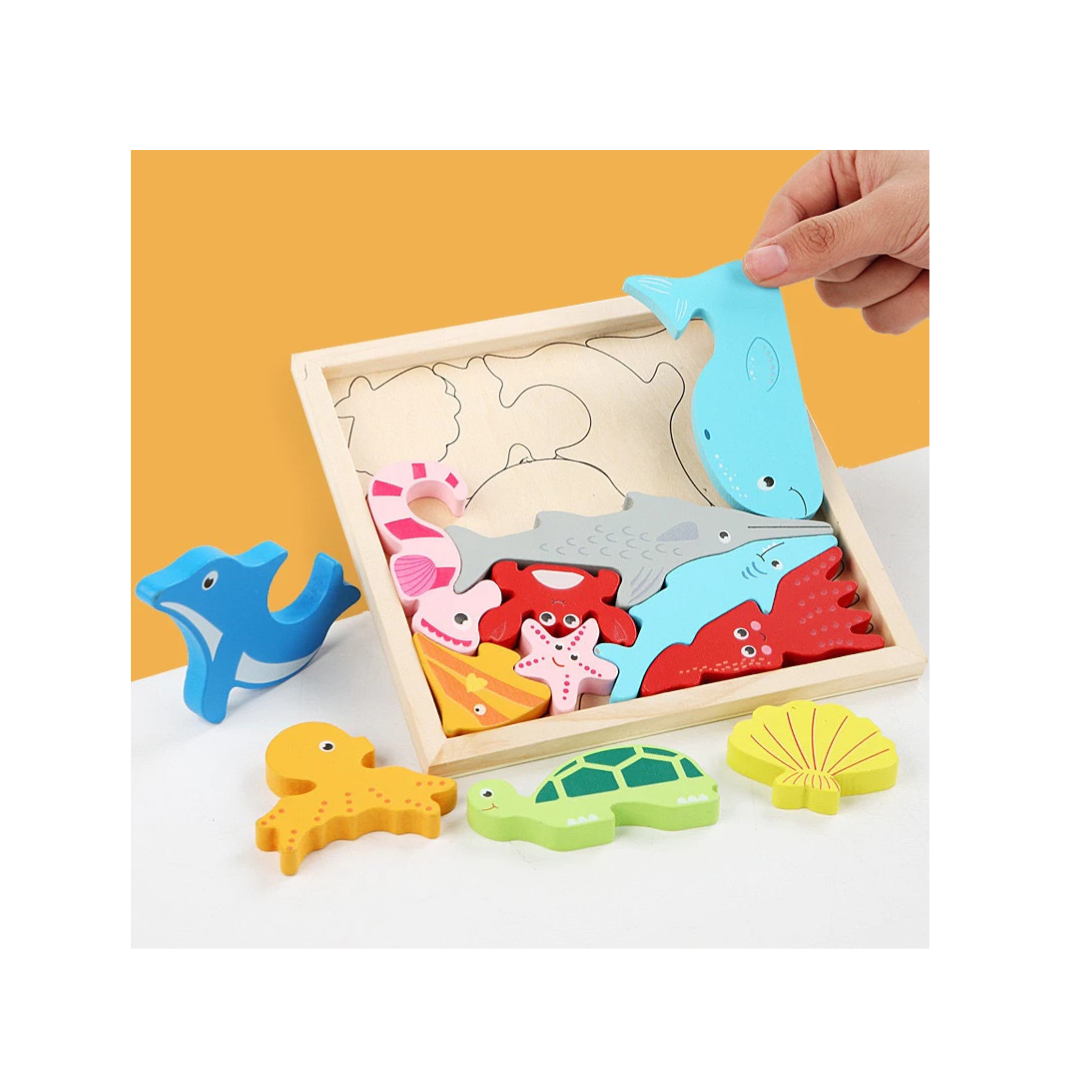 JB Impex Wooden Animal Jigsaw Puzzle Board – Educational Multicolor Learning Toy for Kids 3+ Years