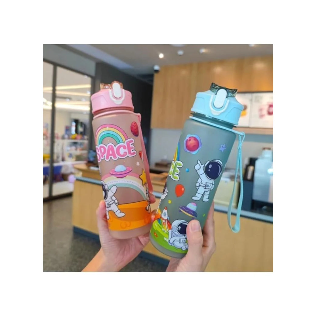 Astronaut Space Water Bottle - Leakproof BPA-Free Sipper with Strap for Kids