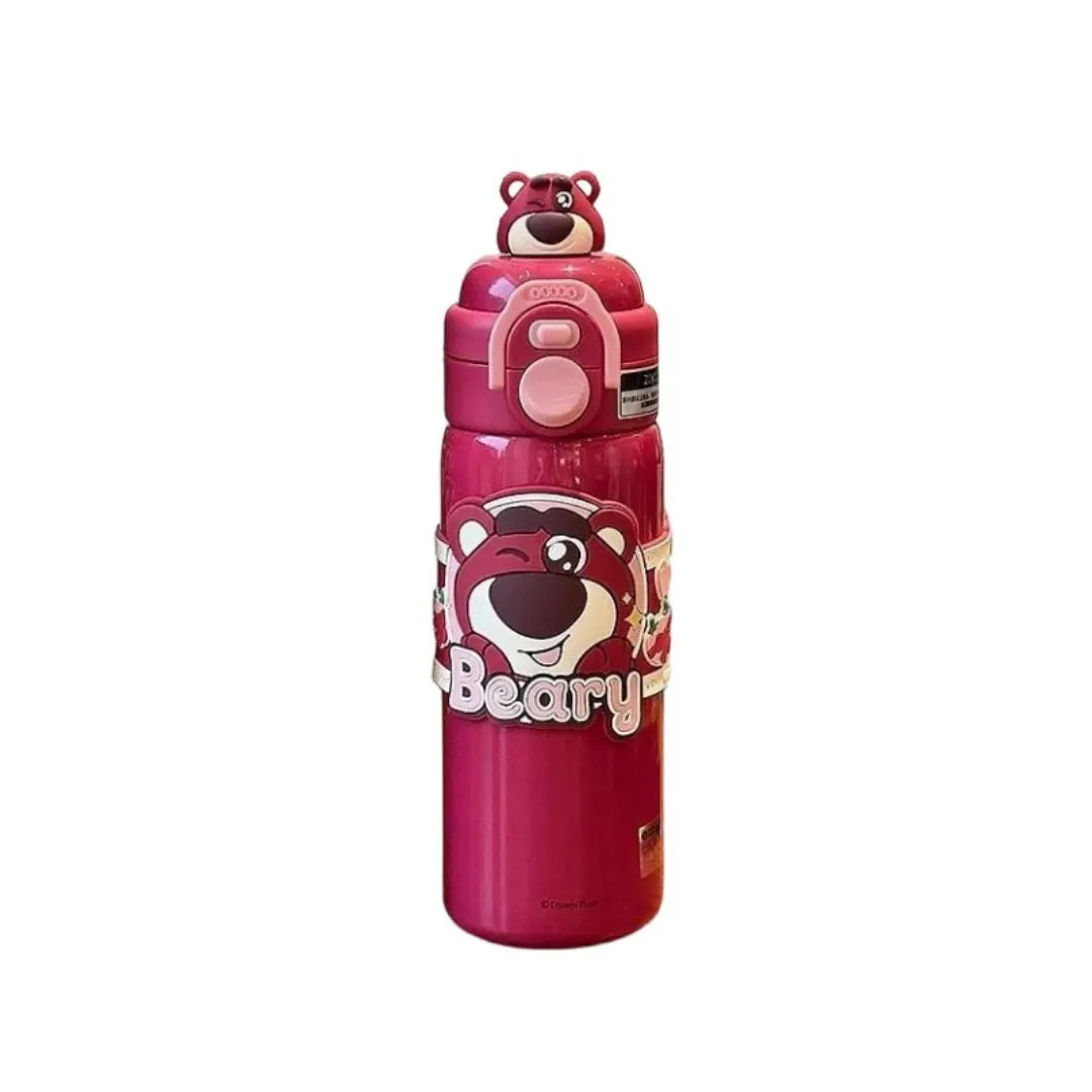 Kids Cartoon Stainless Steel Water Bottle with Straw - Leakproof Sipper
