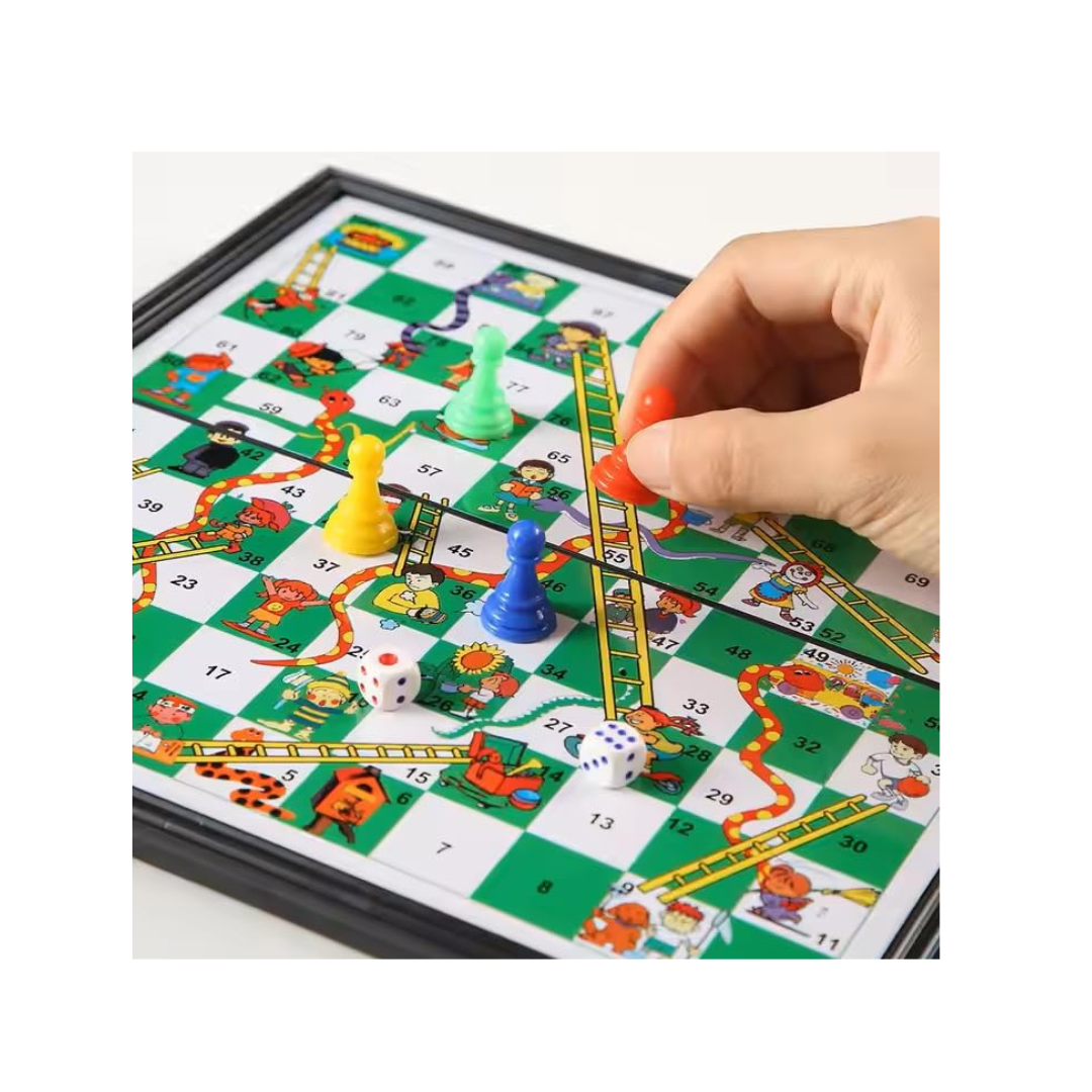 JB Impex Foldable Magnetic Snakes & Ladders Board Game – Portable Family Travel Game 3+ Years
