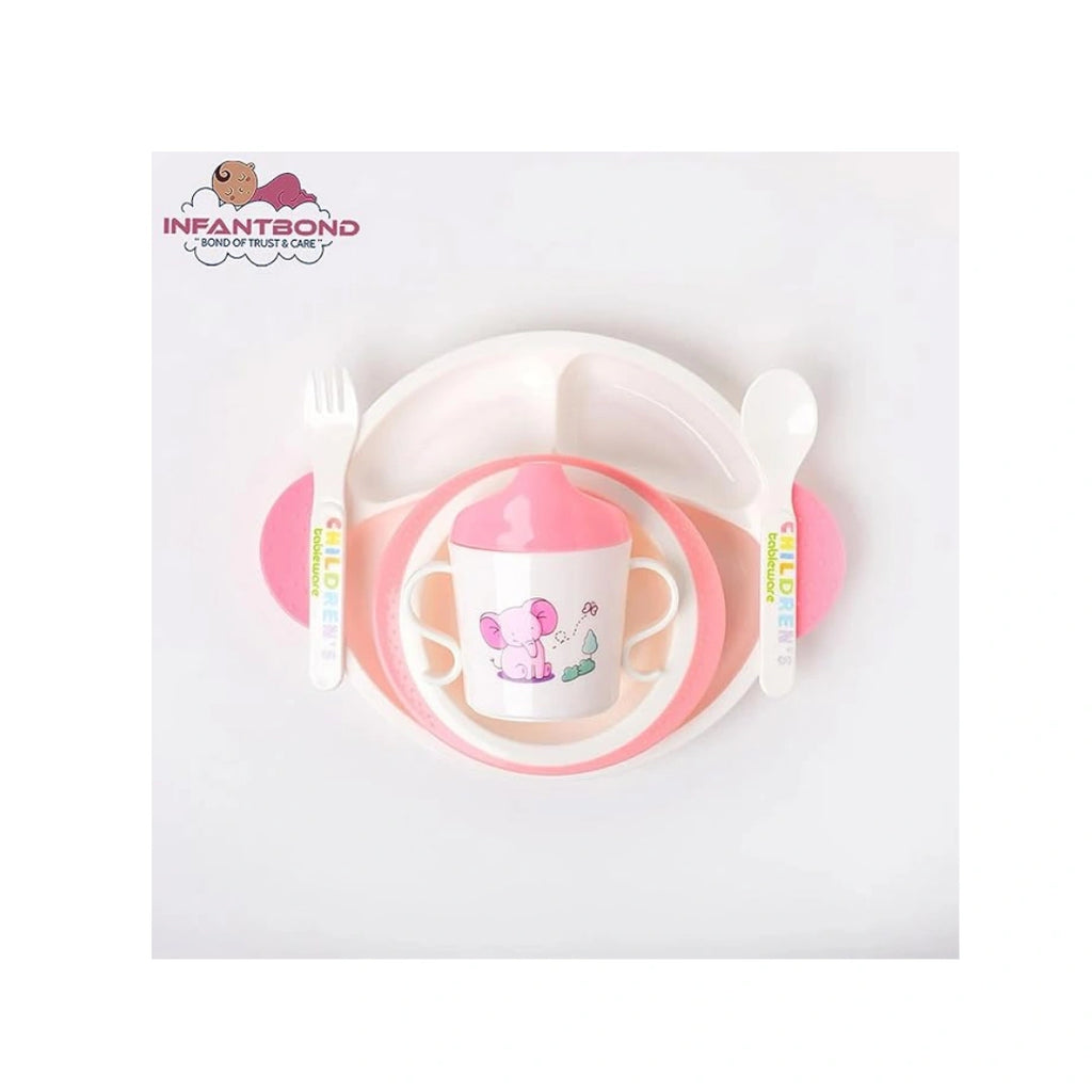 Infantbond Baby Feeding Set - BPA-Free Plate, Bowl, Sippy Cup, Fork & Spoon