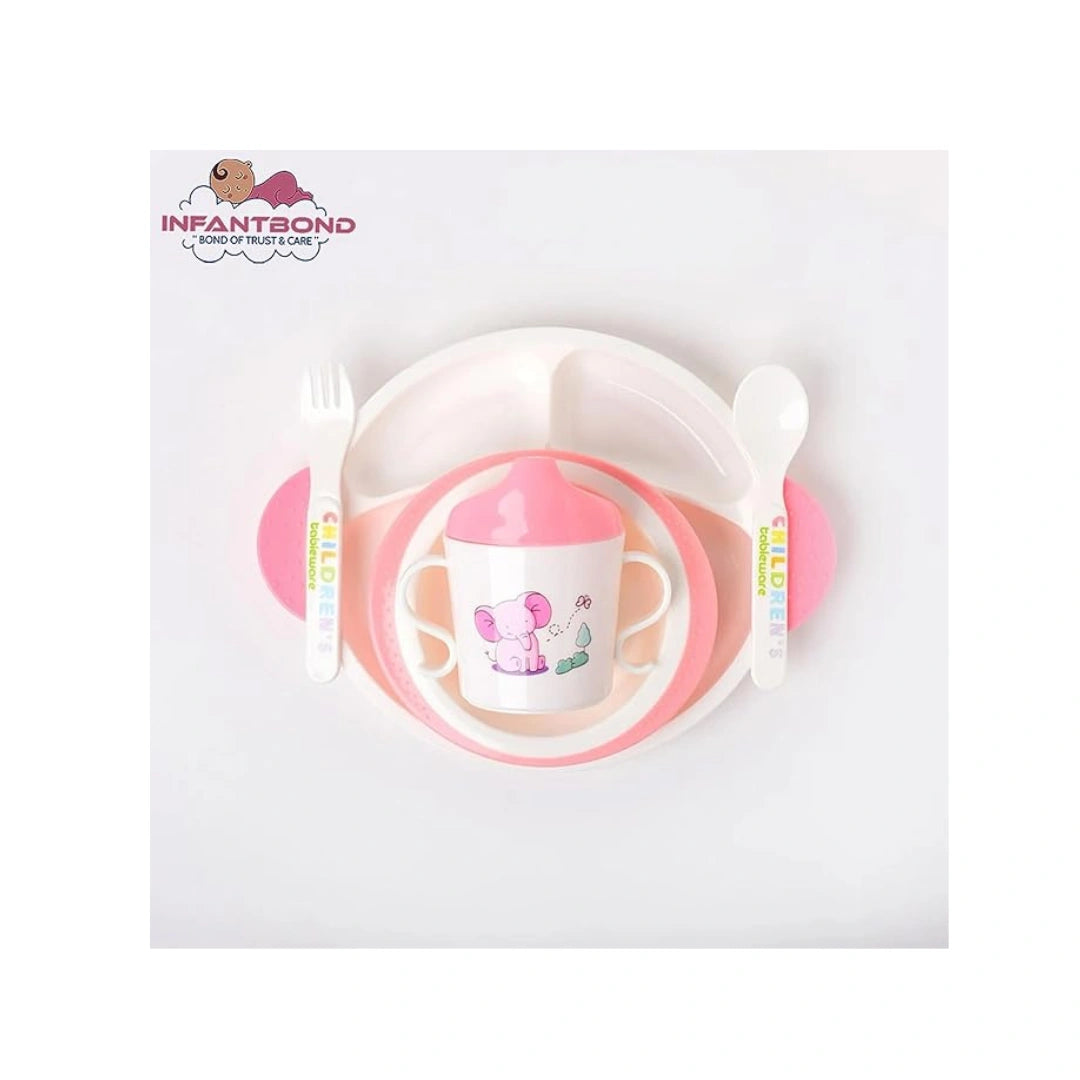 Infantbond Baby Feeding Set - BPA-Free Plate, Bowl, Sippy Cup, Fork & Spoon