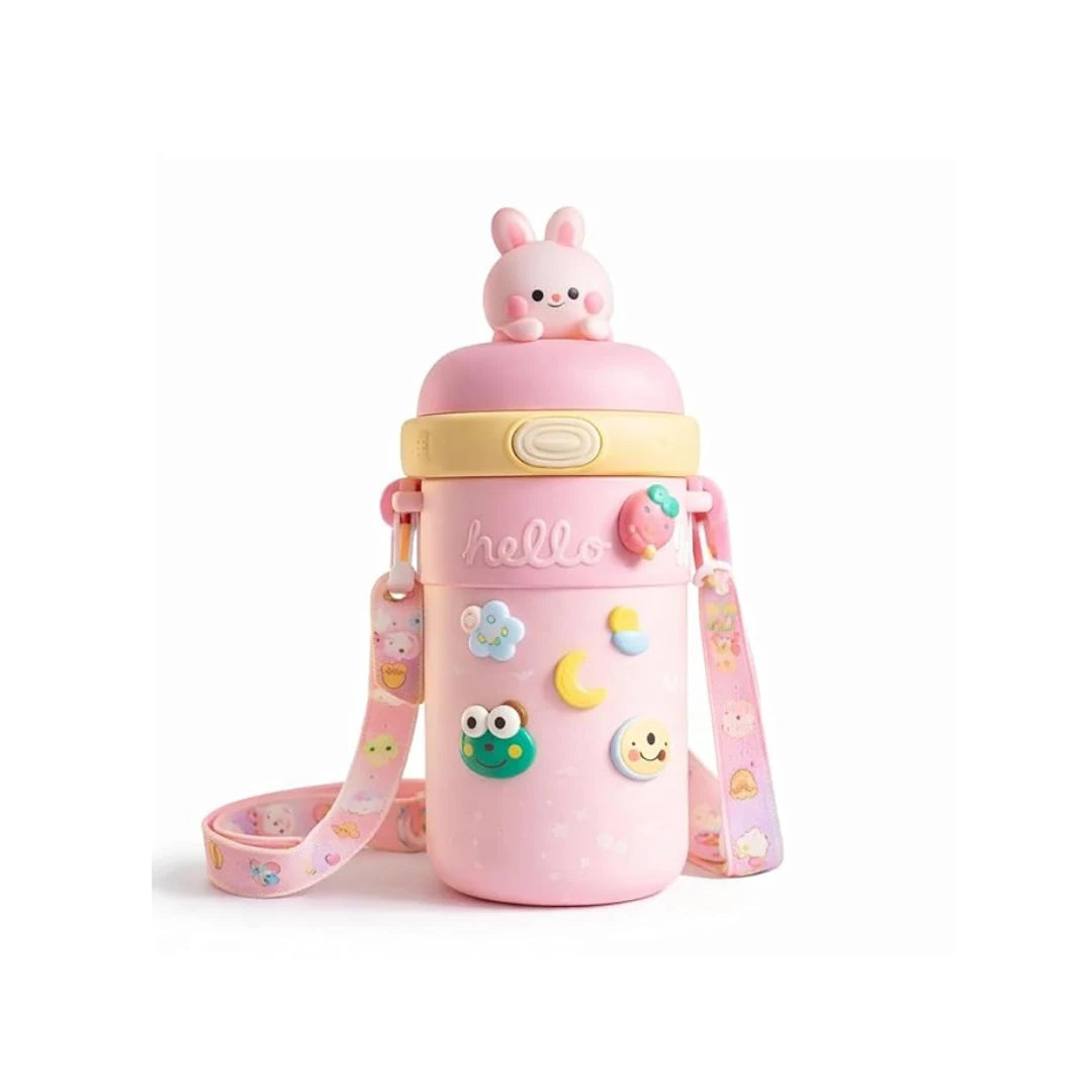 Hello Kitty Kids Sipper Bottle - Leakproof BPA-Free, Straw & Adjustable Strap