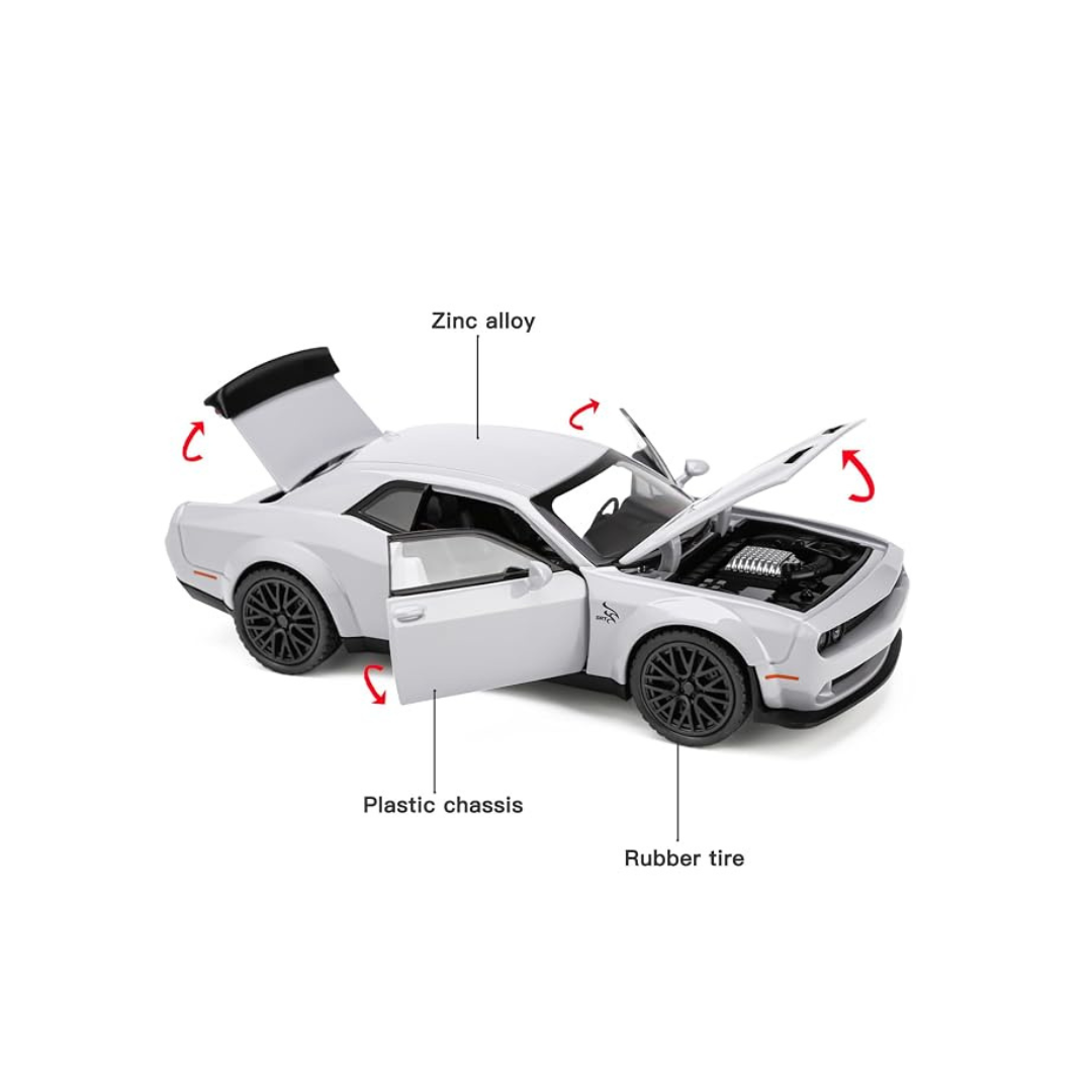 Toy rush Dodge Challenger SRT Hellcat Die-Cast Model Car (1:24 Scale) RANDOM COLOUR AS PER AVAILABILITY (3+ Years)