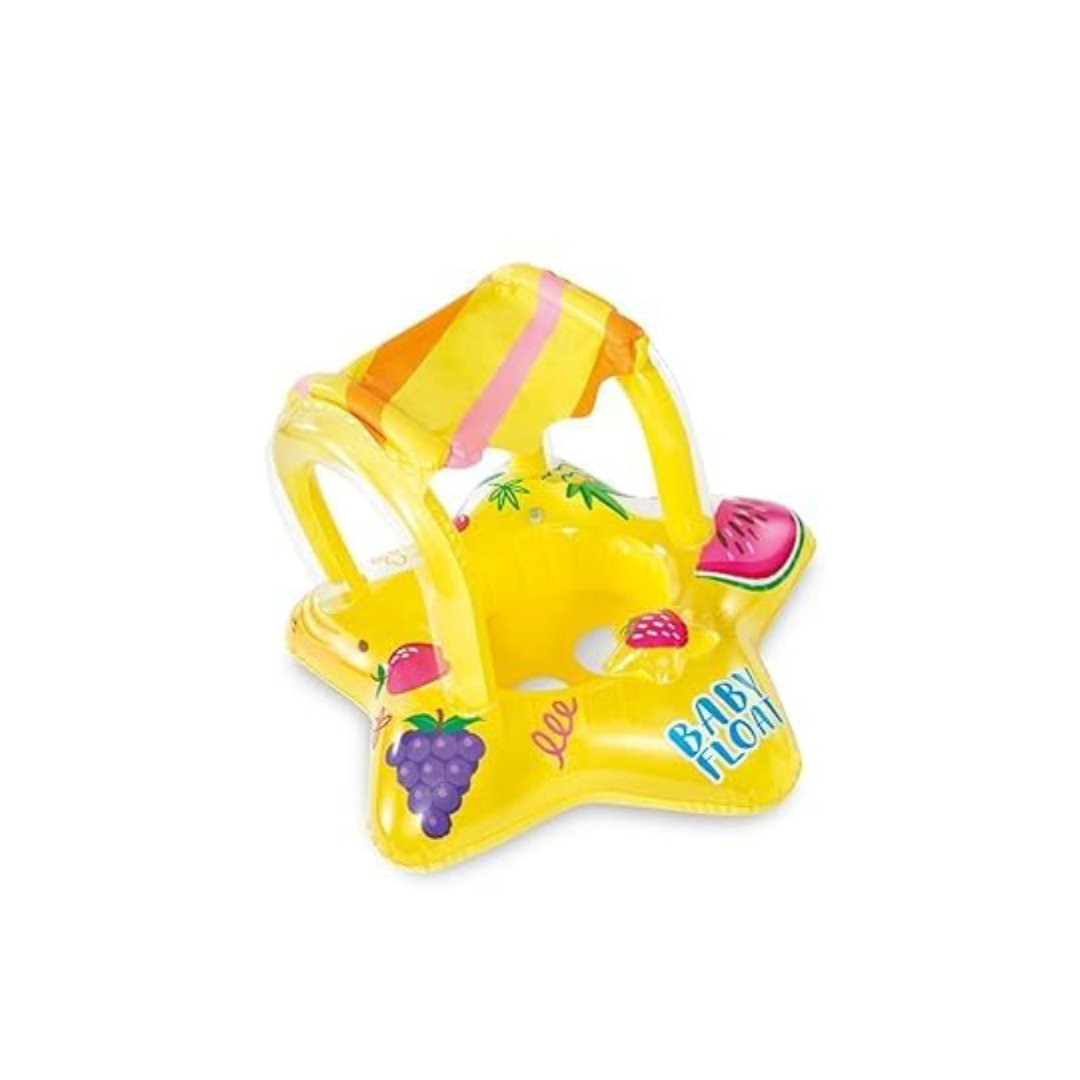 DHANIYA  Toddler Kiddie Float with Sunshade – Safe Anti-Flip Baby Pool Float | Dual Air Chambers