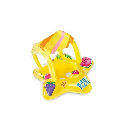 DHANIYA  Toddler Kiddie Float with Sunshade – Safe Anti-Flip Baby Pool Float | Dual Air Chambers