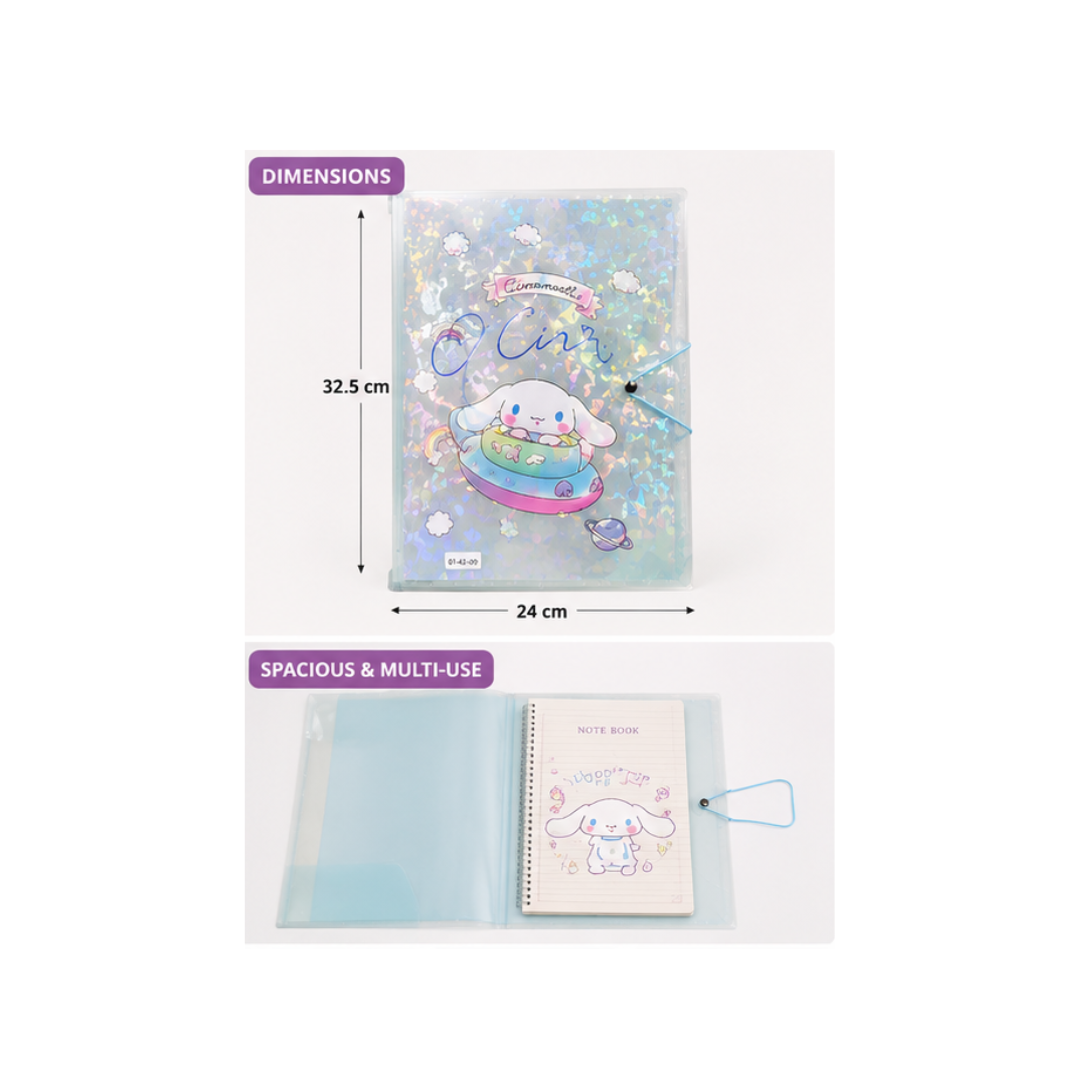 Ub Collection 61-42-09 A4 Elastic Closure Zip File Folder – Holographic Cartoon Document Organizer (Design May Vary)