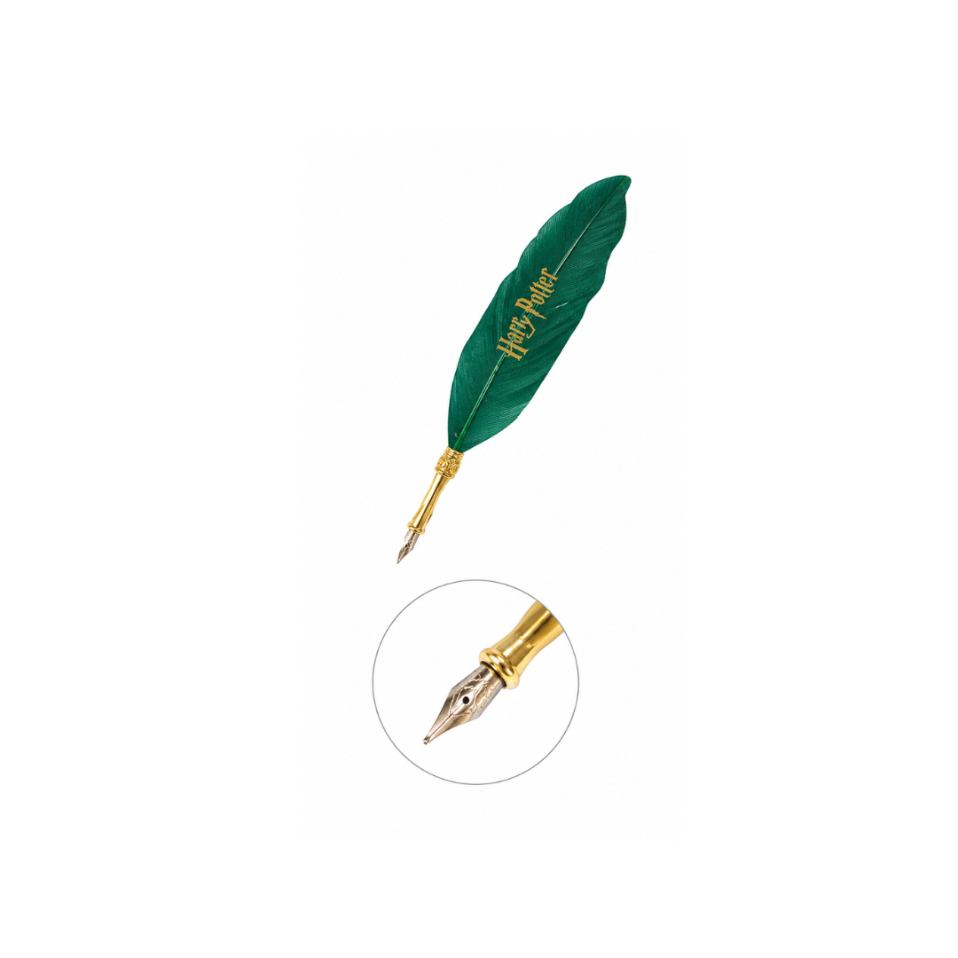 Harry Potter Metal Feather Dip Pen Gift Set with Display Box – Collectible Writing Pen (Green Feather)