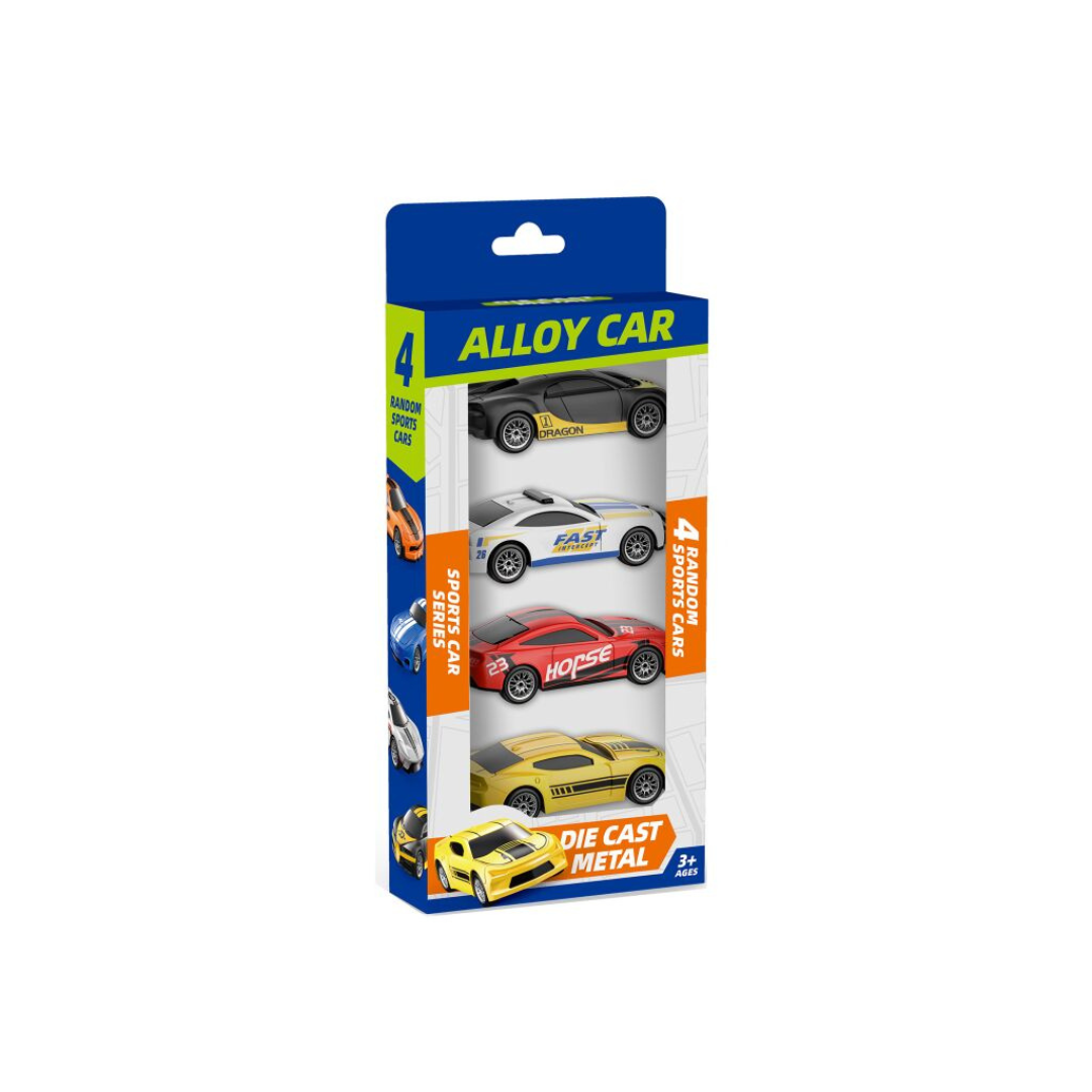 Alloy Die-Cast Sports Car Set with Pull Back Action (4 Pieces)