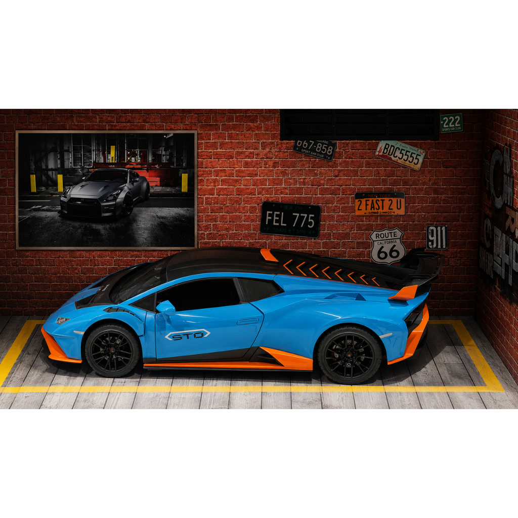 JB Implex Diecast Model Car Parking Garage Diorama Display Case with Sports Car (14+ Years)