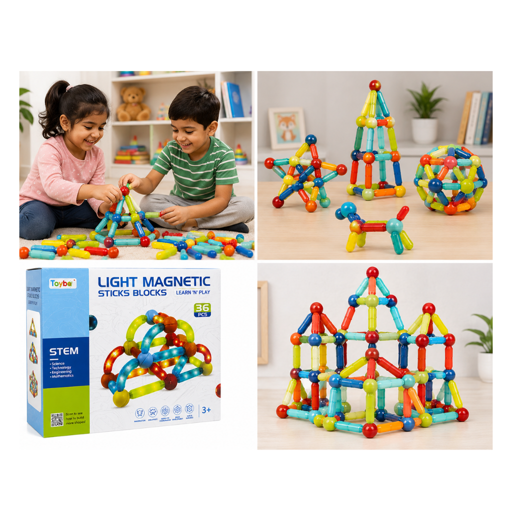 Light Magnetic Sticks Blocks (36 PCS) STEM Educational Building Set