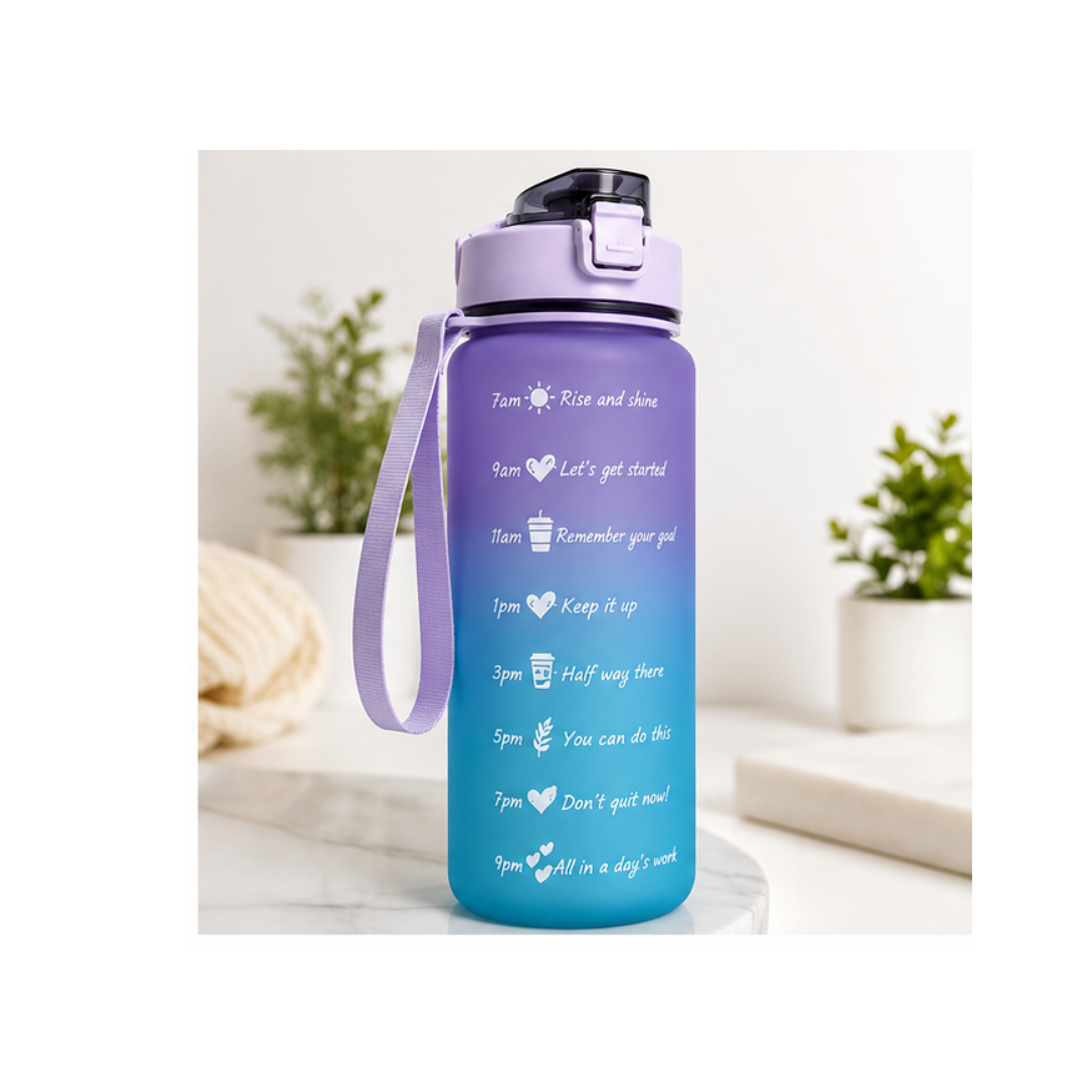 UB Collection Motivational Water Bottle with Time Marker | Leakproof BPA-Free Sports Water Bottle with Straw | 61-25-4 | (Colour&Design as per Availability)