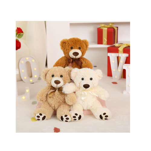 3-Pack Plush Teddy Bear Soft Stuffed Animals with Satin Bow for Kids & Gifts