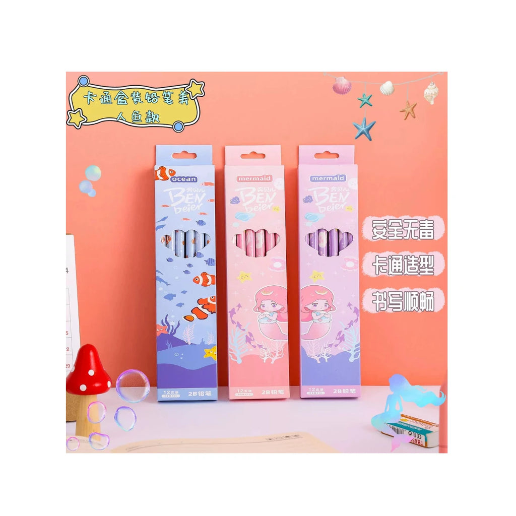 Deep Sea Theme 2B Pencil Set - Ocean Character Writing Pencils for Kids