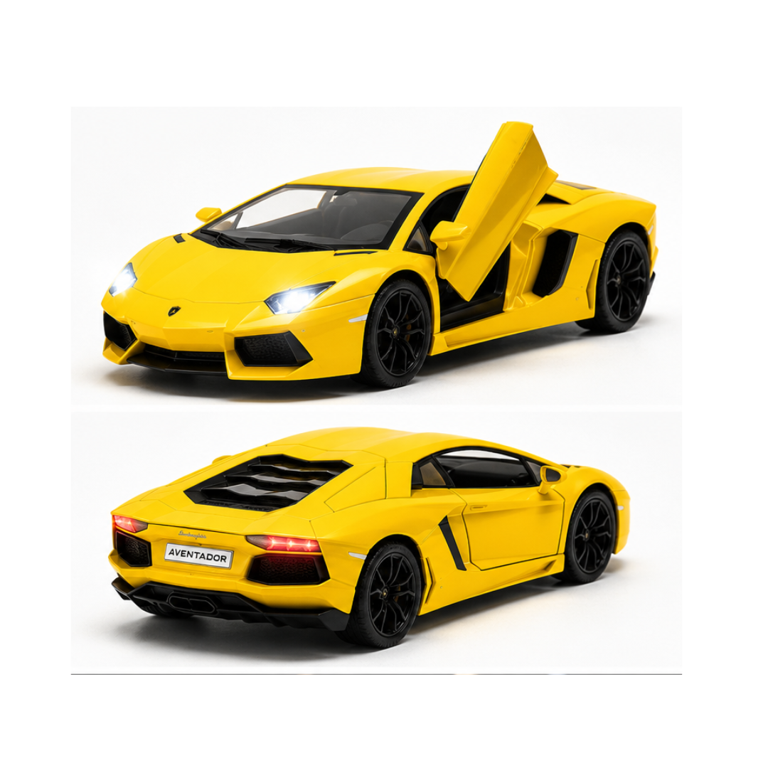 Toy Rush Lamborghini Aventador Die-Cast Car 1:24 Scale Pull Back Model with Light & Sound (Colour as per Availability) | Ages 3+