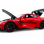 Toy Rush Nissan GT-R R35 Die-Cast Model Car (1:24 Scale) – Pull Back with Opening Doors | Red/Black 3-14 Years