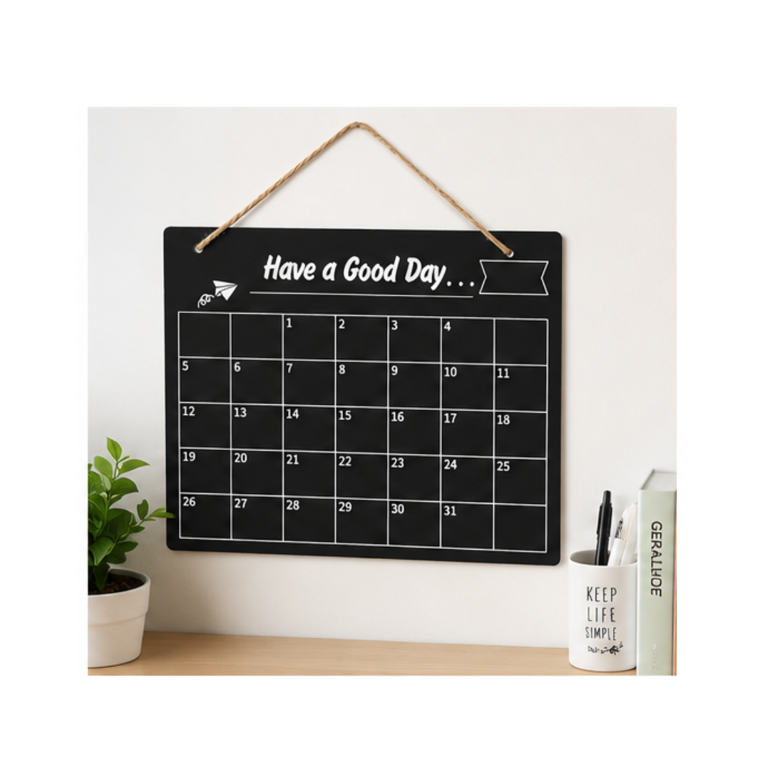 UB Collection "Have a Good Day" Monthly Planner Board | Reusable Hanging Chalkboard Calendar