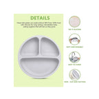 Silicone Suction Plate for Babies & Toddlers - BPA-Free, 3-Section Non-Slip