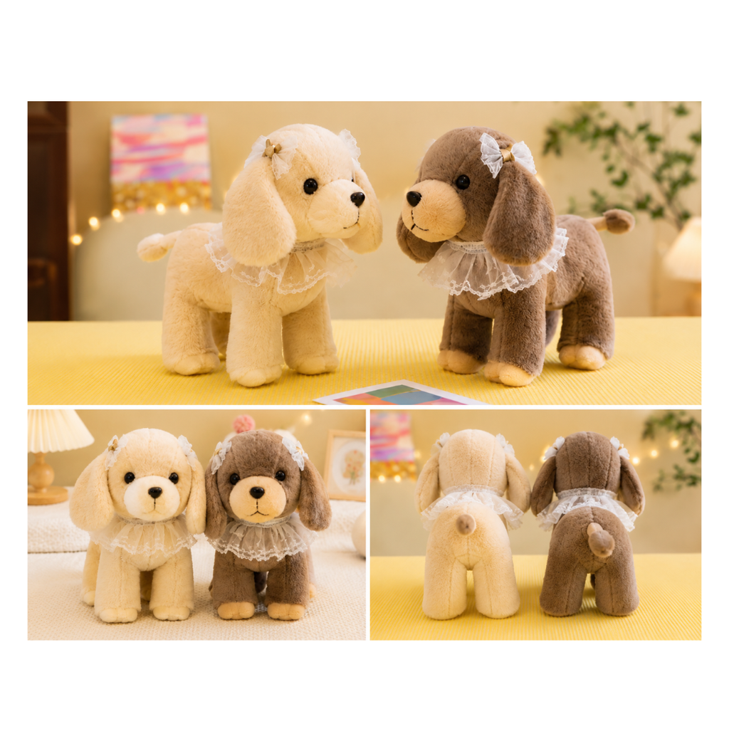 Rolex Elegant Puppy Plush Toy – Soft Stuffed Dog Doll with Lace Collar (Colour as per Availability) | Ages 3+