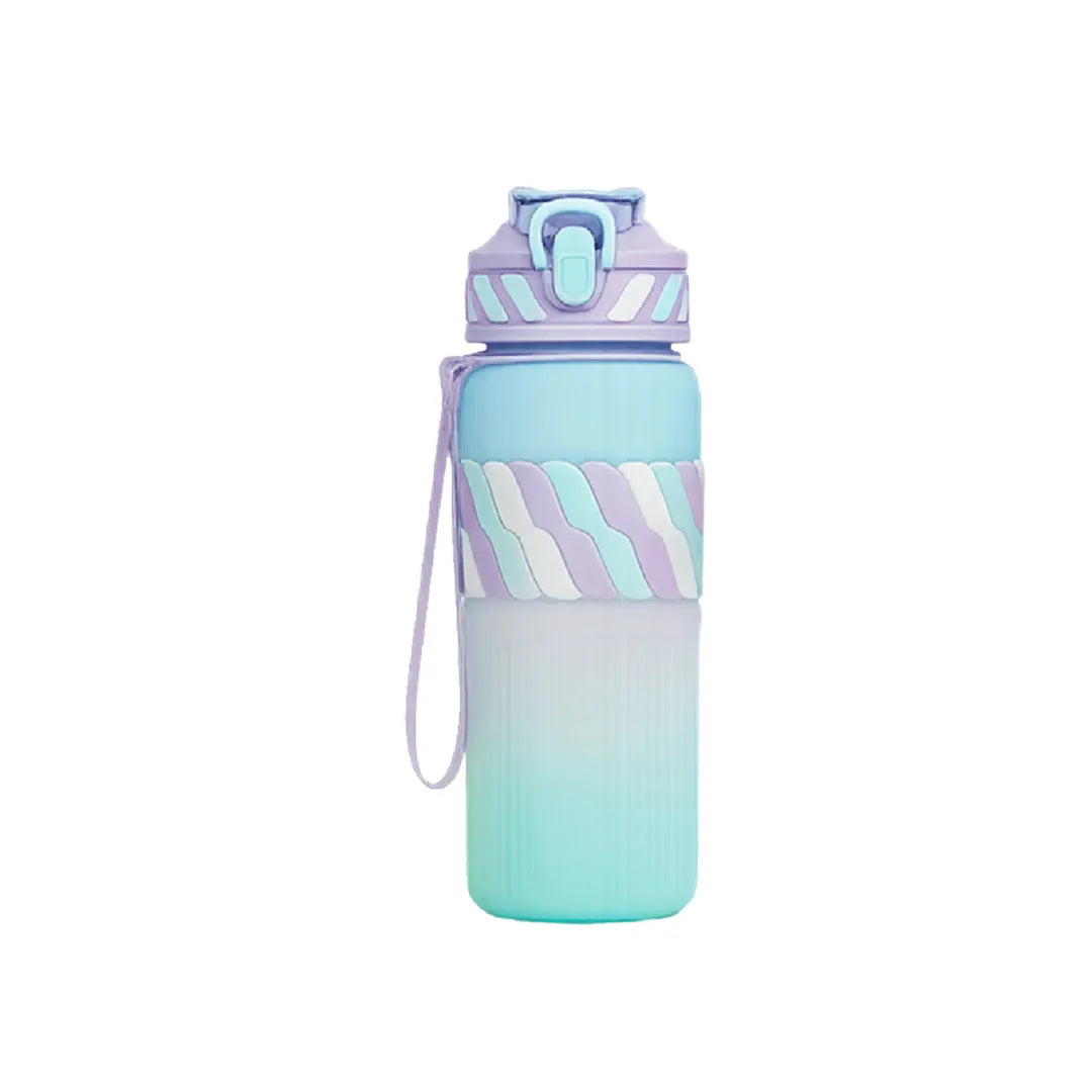 Kids Gradient Plastic Water Bottle - Leakproof Straw Lid with Carry Strap