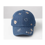 Kids Denim Baseball Cap - Embroidered Bear Patch, Boys & Girls