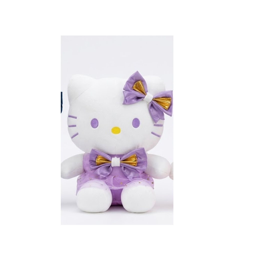 Rolex Cute Kitty Plush Soft Toy with Premium Bow – Assorted Colours (Blue, Purple & Pink) | Soft Stuffed Doll | Ages 3+