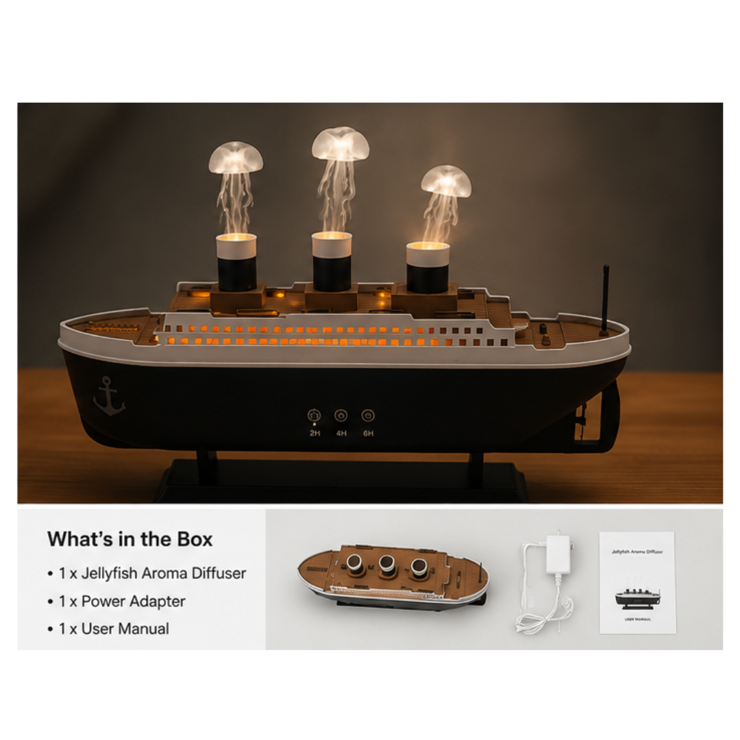 Titanic Ship Aroma Diffuser & Cool Mist Humidifier with LED Ambient Light | USB Powered | Home & Office Fragrance Diffuser