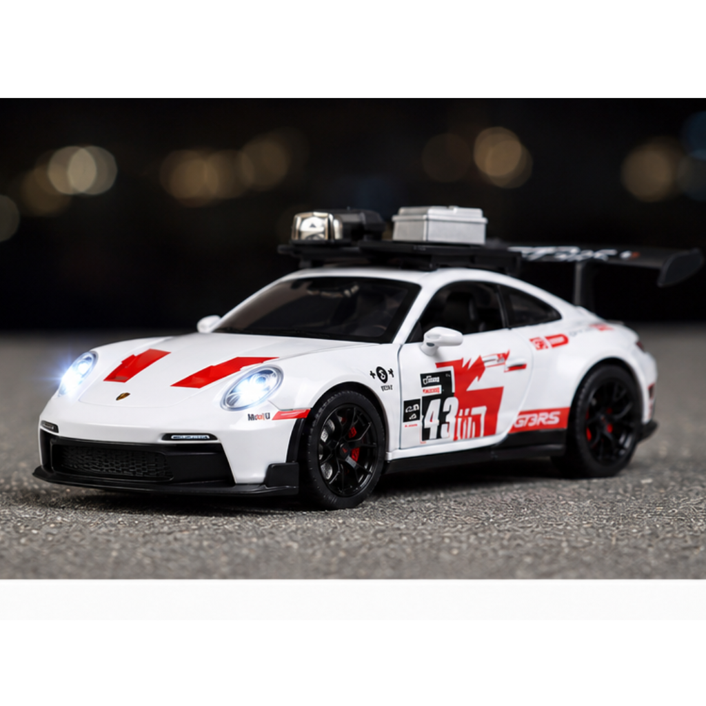 Toy Rush Porsche GT3 RS Die-Cast Car 1:22 Scale Pull Back Model with Light & Sound (Colour as per Availability) | Ages 3+
