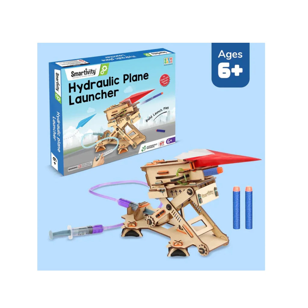 2in1 Hydraulic Aeroplane & Dart Launcher Toy for Kids,Shoots Planes/Darts Far in Air,DIY Science Toy (6-14 Years)