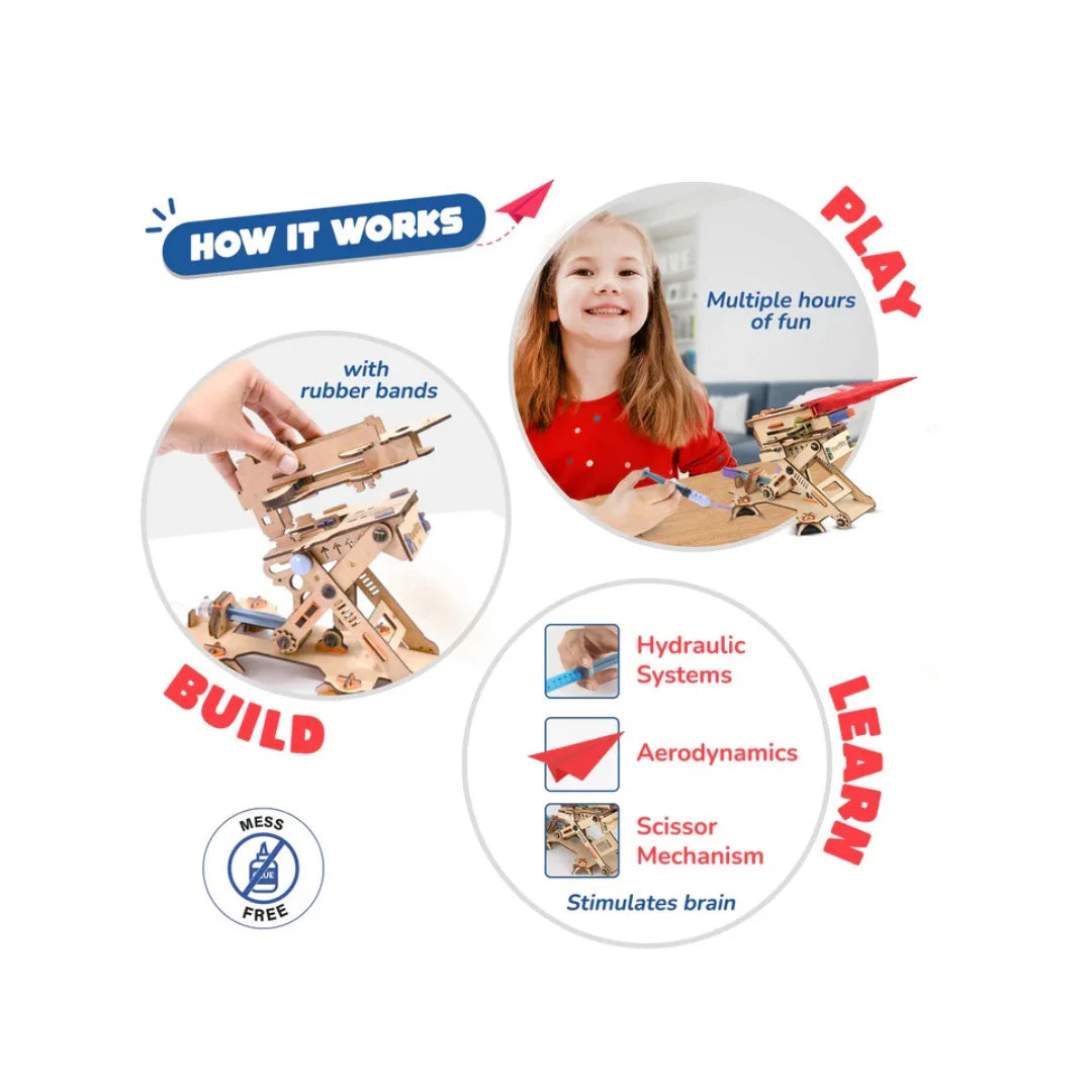 2in1 Hydraulic Aeroplane & Dart Launcher Toy for Kids,Shoots Planes/Darts Far in Air,DIY Science Toy (6-14 Years)