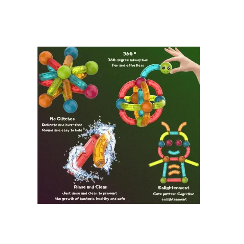Jugnu Toys Glow-in-the-Dark Light Magnetic Sticks and Balls Building Blocks STEM Set (3+ Years)