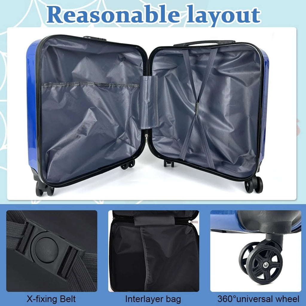 Kids 18-Inch Hard Shell Trolley Bag | 4-Wheel 360° Spinner Travel Luggage for Kids