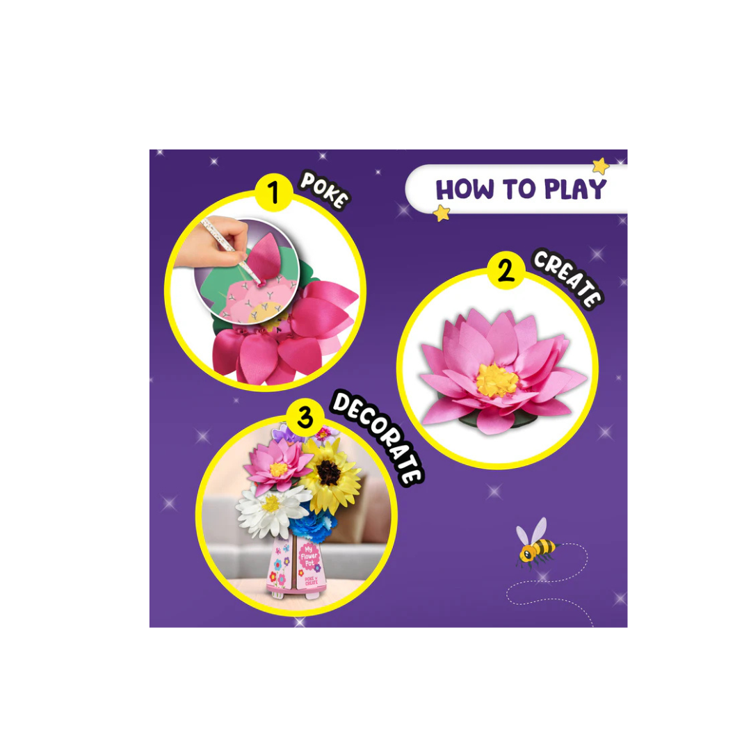 Smartivity Poke Art Flower Making Kit for Kids, Art & Craft Kit,Create 8 Beautiful Flowers with Pot,DIY Fun Activity Kit (4-10 Years)