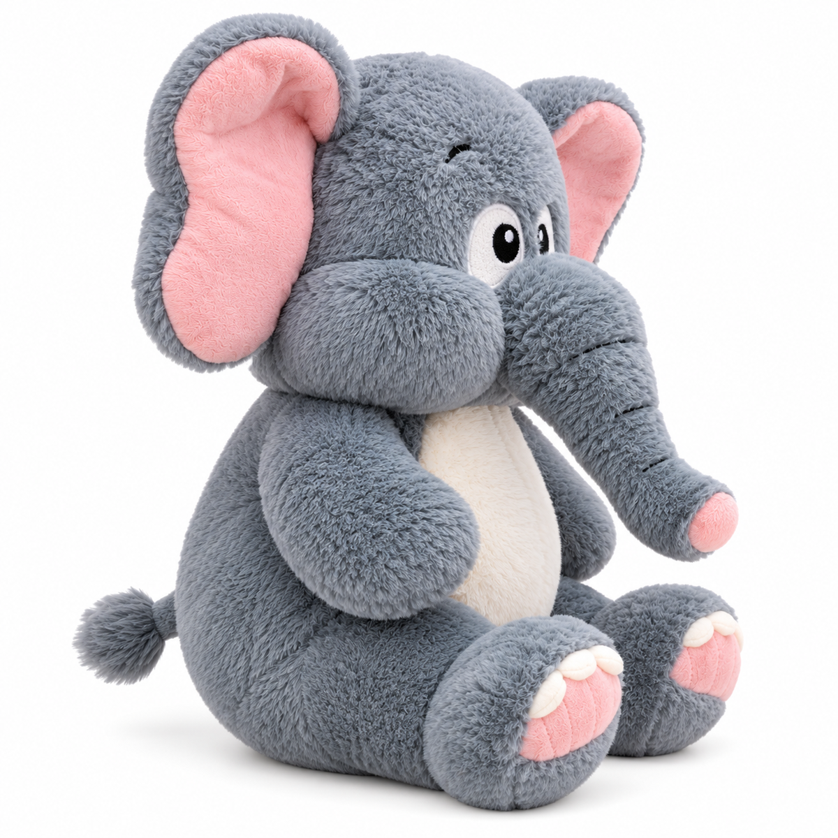 Soft Plush Elephant Stuffed Toy, 32 cm | Grey Elephant Teddy with Peach Ears, Soft Cuddly Toy for Kids & Nursery Decor
