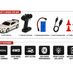 Desktop Drift Car 1:64 Scale 2.4GHz RC 4WD Mini Drift Car with Type-C Charging (Color as per Availability) | Ages 6+