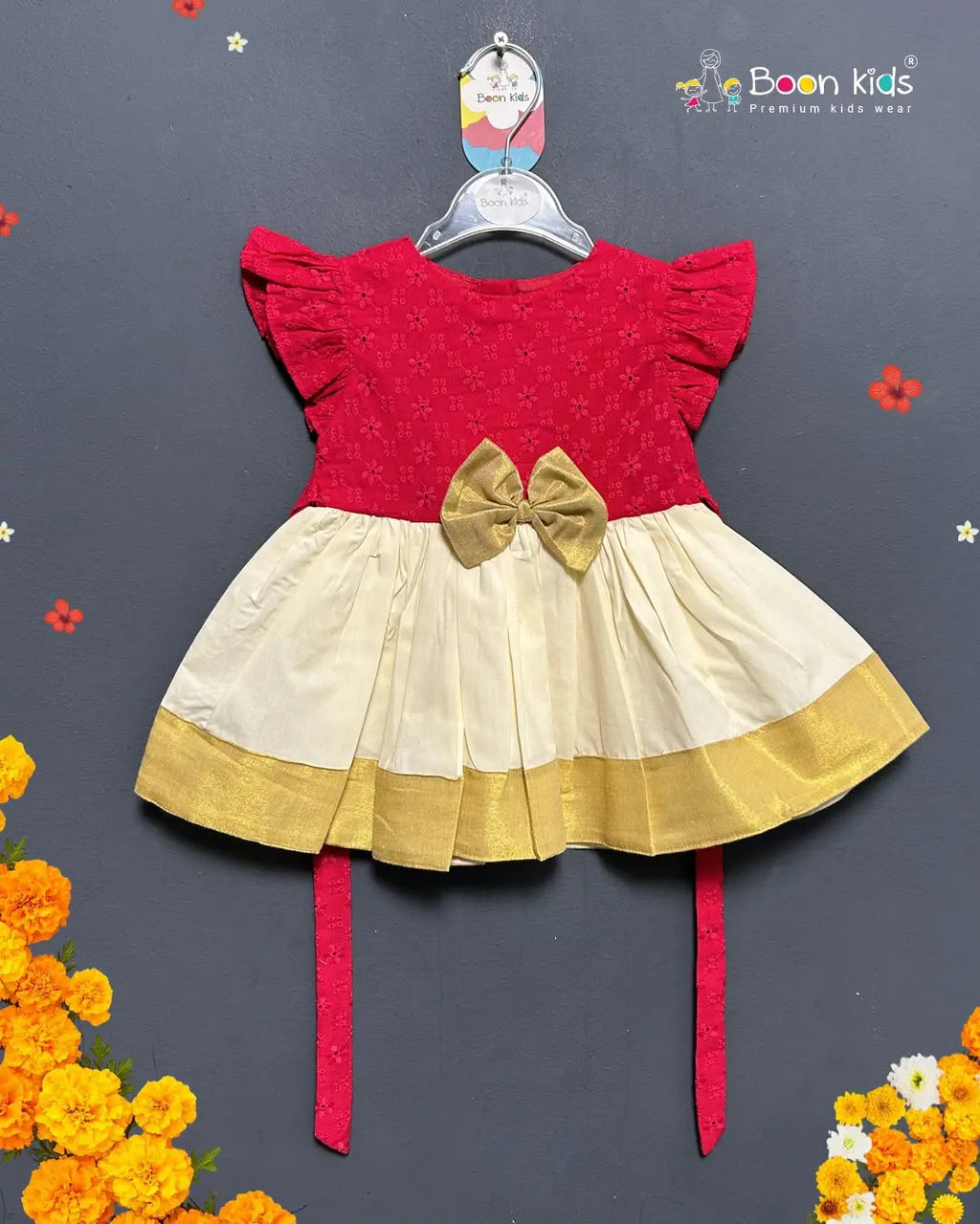 FROCK WITH BOW CENTER FOR GIRLS