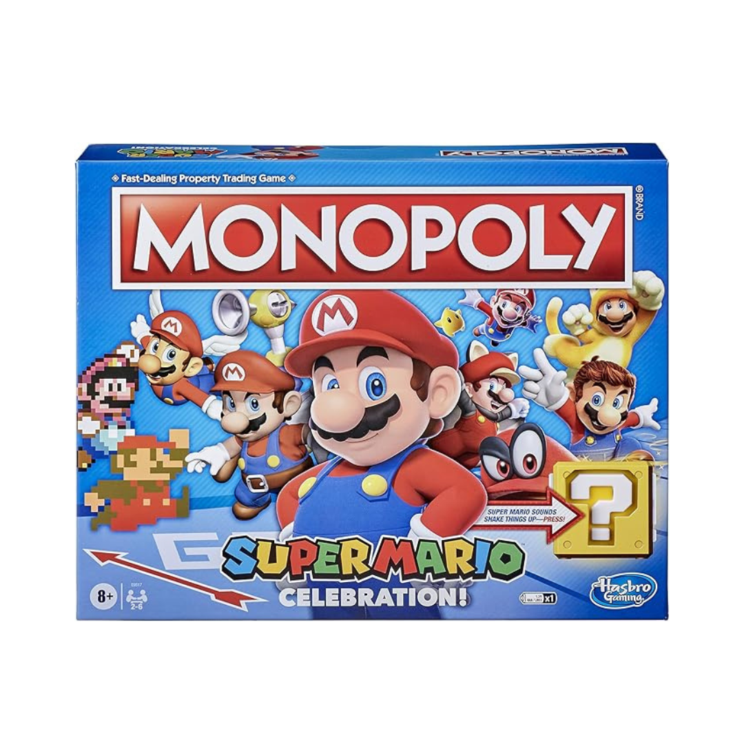 JB Impex Super Mario Celebration Edition Property Trading Board Game with Interactive Electronic Question Block Sound Unit & Metallic Tokens (8+ Years)