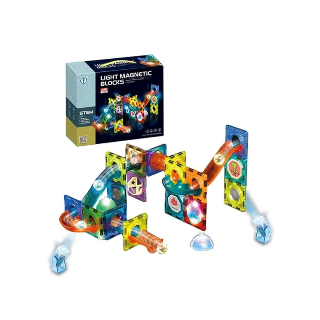 Kids light-up magnetic marble run set