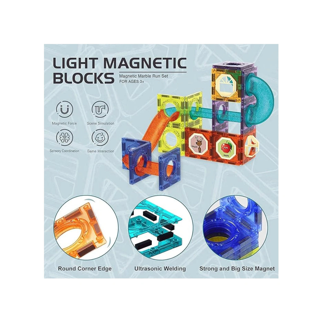 Kids light-up magnetic marble run set