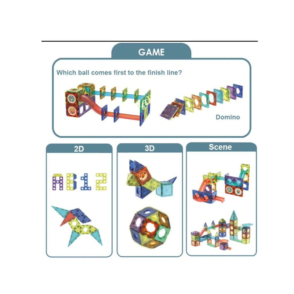 Kids light-up magnetic marble run set