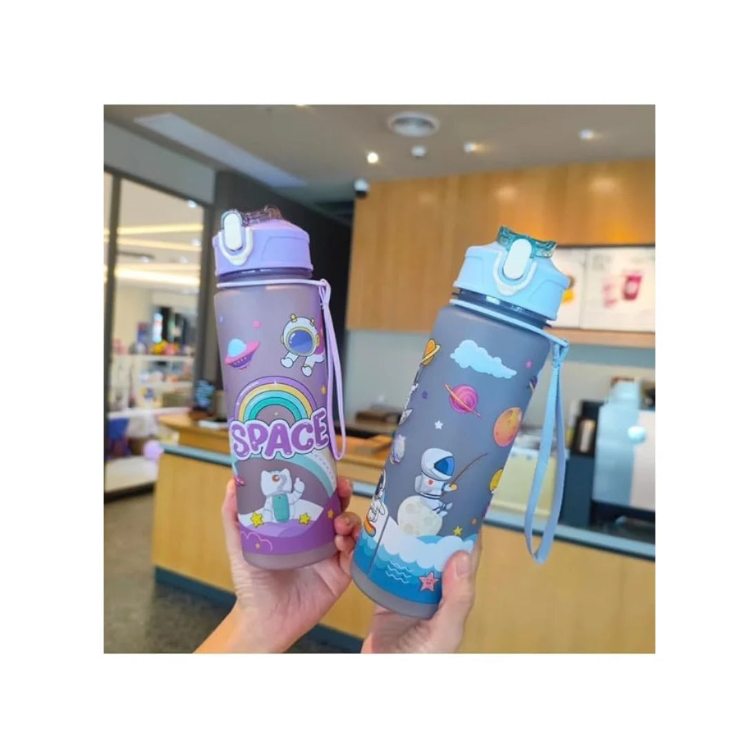 Astronaut Space Water Bottle - Leakproof BPA-Free Sipper with Strap for Kids
