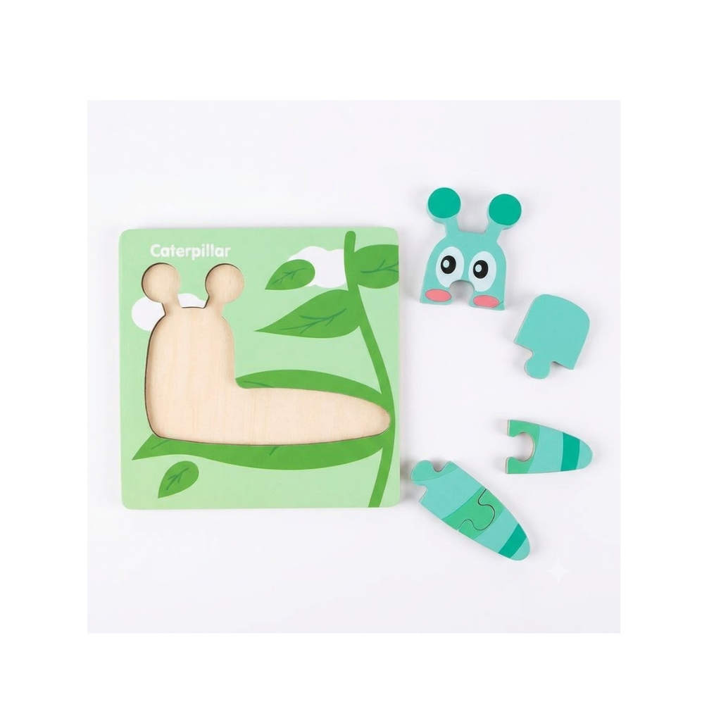 JB Impex Wooden Caterpillar Jigsaw Puzzle Board – Educational Animal Puzzle for Kids 5 Pcs 3+ Years