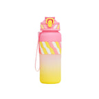 Kids Gradient Plastic Water Bottle - Leakproof Straw Lid with Carry Strap
