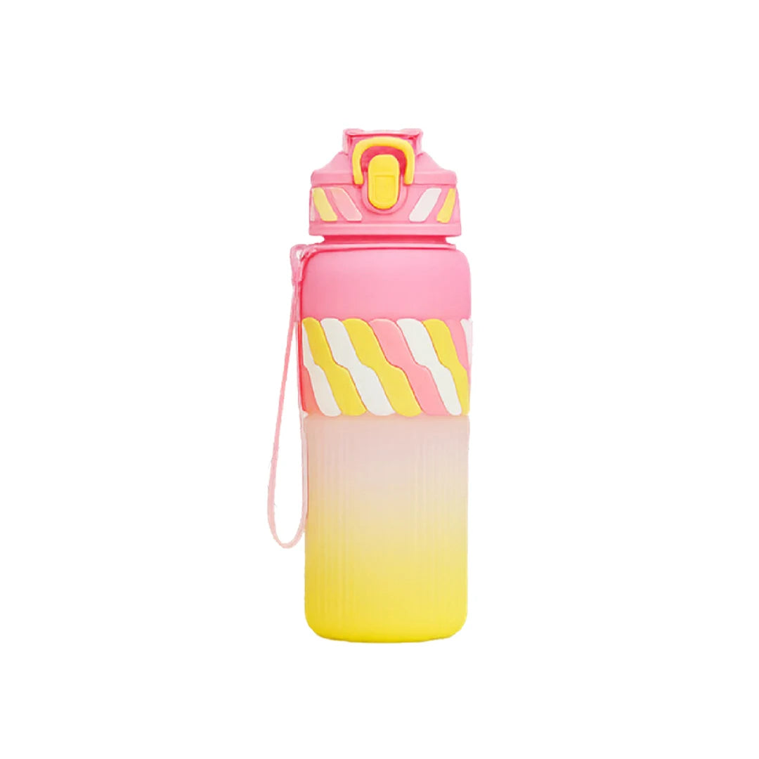 Kids Gradient Plastic Water Bottle - Leakproof Straw Lid with Carry Strap