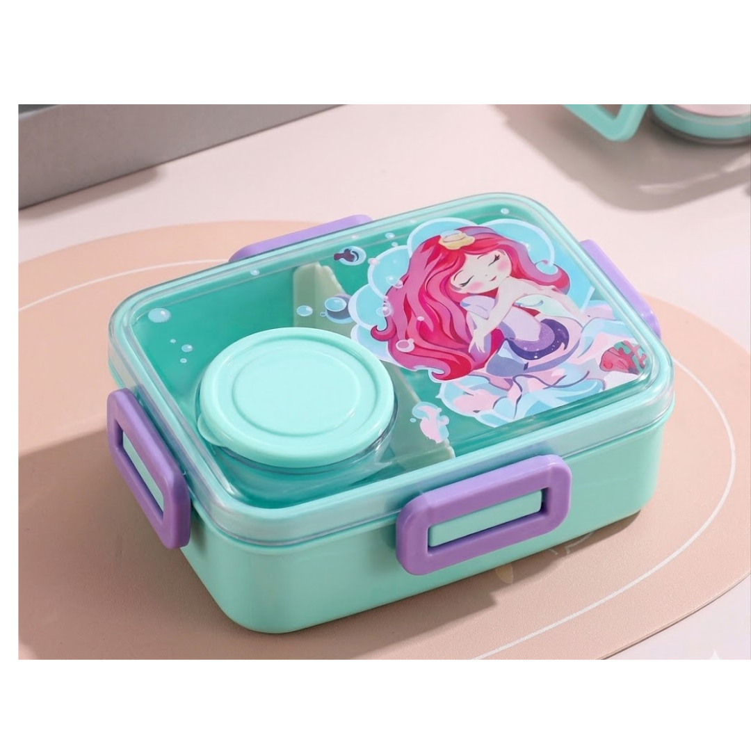 Kids Cartoon Lunch Box with Sauce Cup - Compact & Leakproof (Color as per Availability)